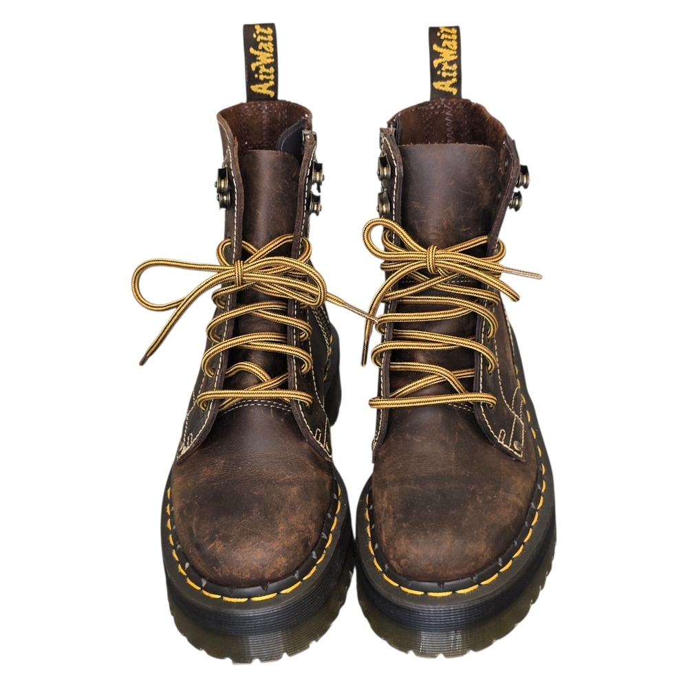 Dr. Martens Women's 6 Jadon Arc Crazy Horse Brown Leather Platform Lace-Up Boots - Picture 2 of 15